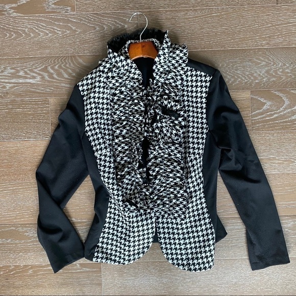 Alberto Makali Houndstooth Ruffle Blazer | L. - Picture 1 of 7